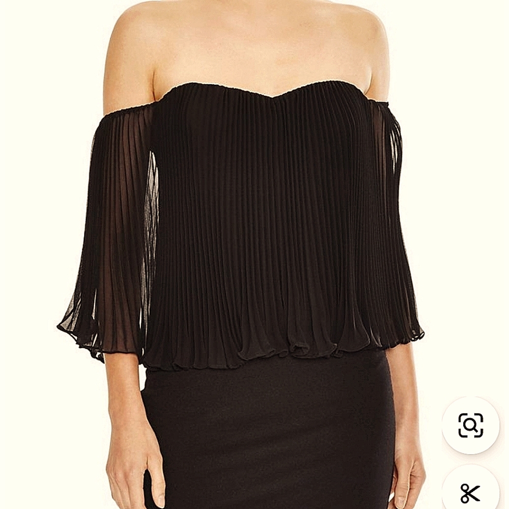 Guess Corset Black Pleated Top